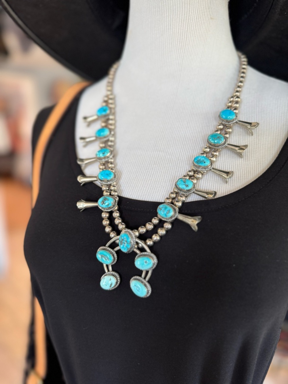 Kingman Turquoise Squash Blossom